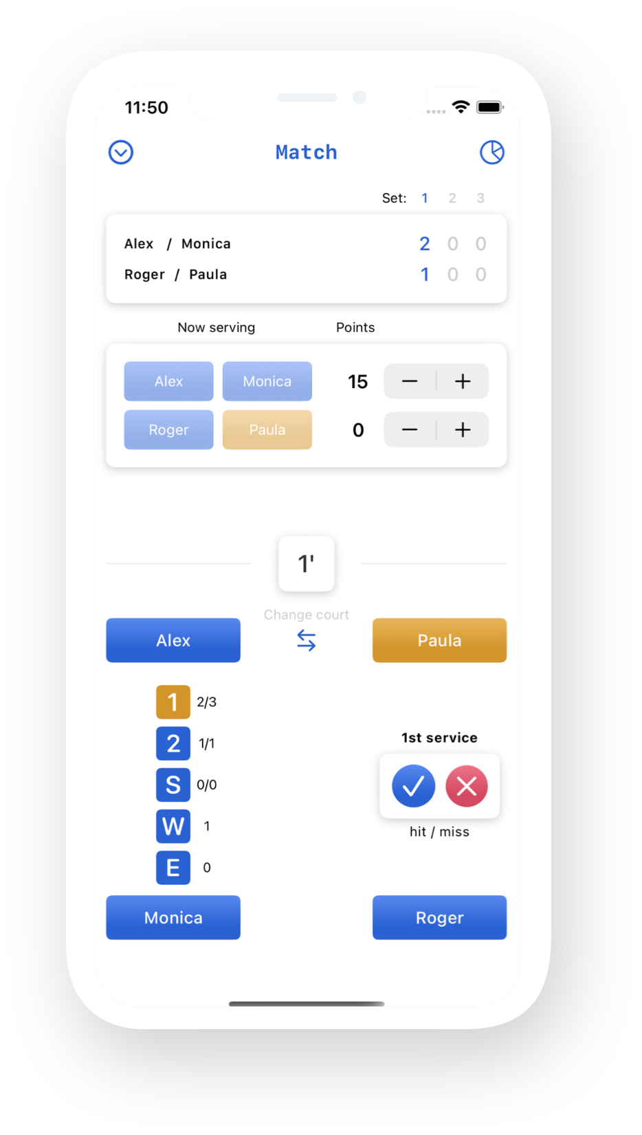 Registra cada jugada. — Padel Charts
