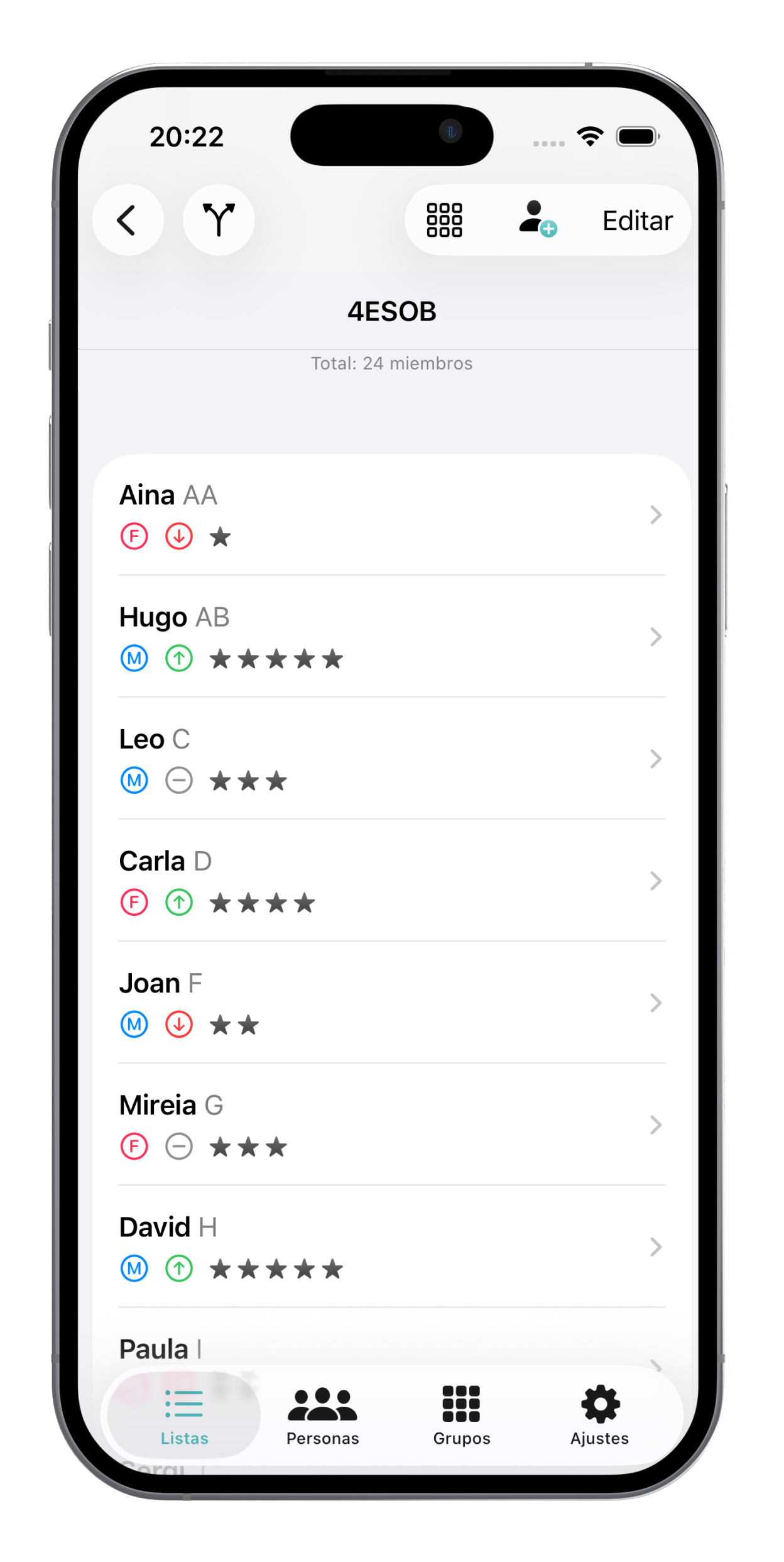 Configuración de grupos en Team’Up